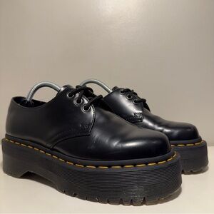 Dr Martens 1461 Quad Platform Boot Women’s Size 6 Black Yellow Patent Ankle Boot